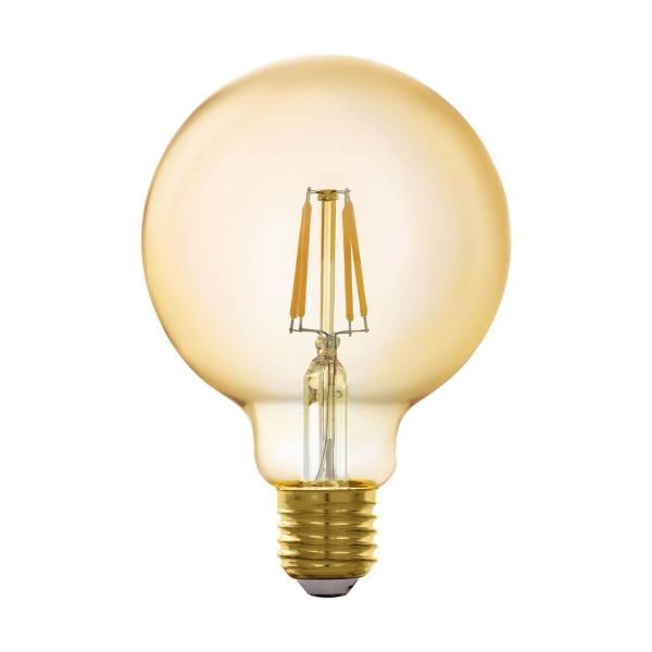 Лампа светодиодная филаментная диммируемая Eglo E27 5.5W 2200K золотистая 11866